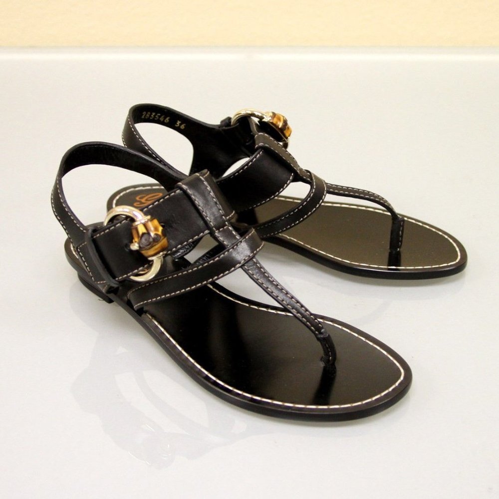 Authentic Bamboo Thong Gucci  Sandals - Size 7.5